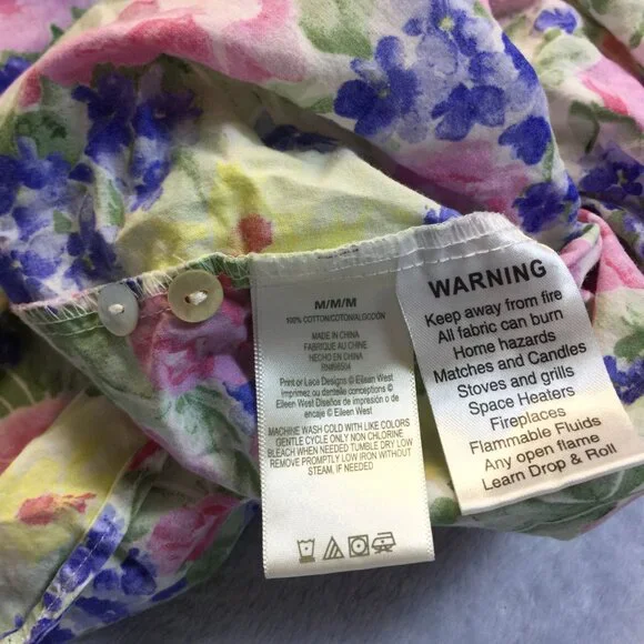 Eileen West Long Cami Nightgown Size M Womans Pink Floral Cotton Vtg Cottagecore - Picture 3 of 13